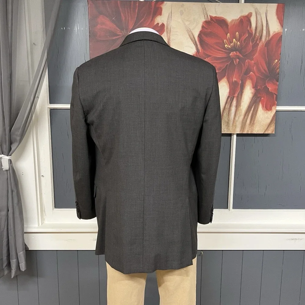 Burberry London Blazer Jacket Sport Coat Mens 42R Wool Charcoal Gray USA